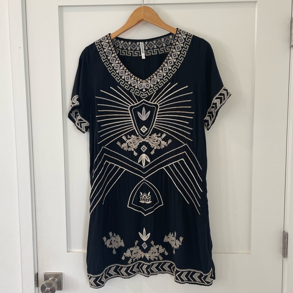 Intricately Embroidered Black Dress